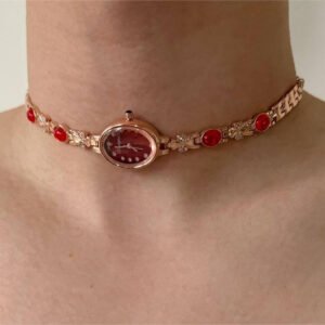 Handmade beaded watch choker necklace inspired by Dua Lipa