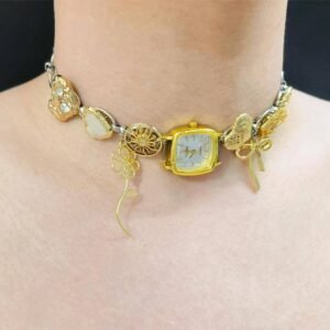 Handmade rose gold watch choker necklace a timeless piece inspired by Dua Lipa
