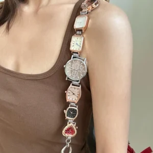 Styled by celebrities: pop culture watch bag charm inspired by Bella Hadid, a unique accessory for any purse.