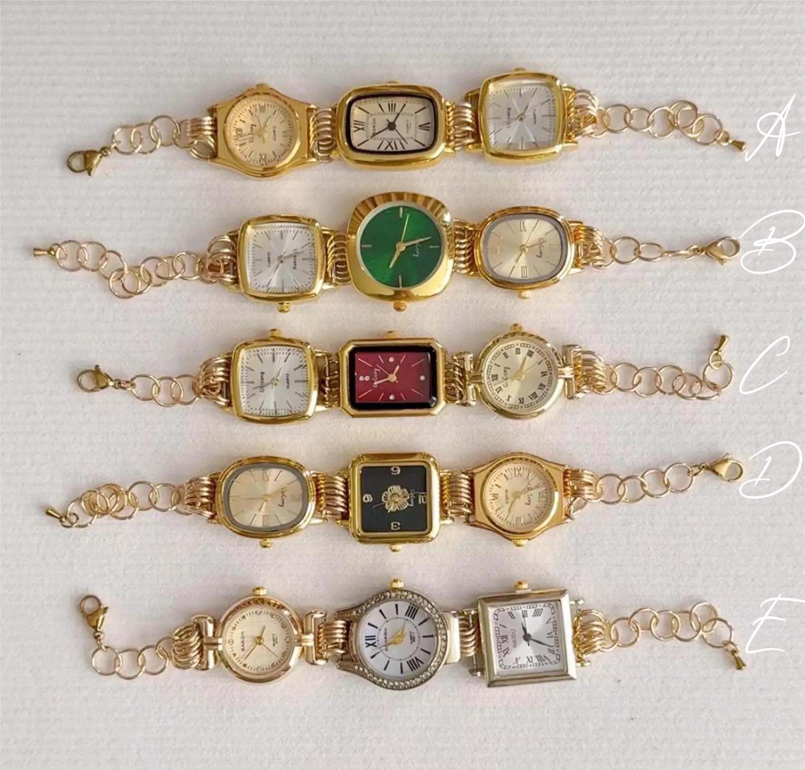 Y2K inspired gold watch bracelet for cyberpunk fashion outfits