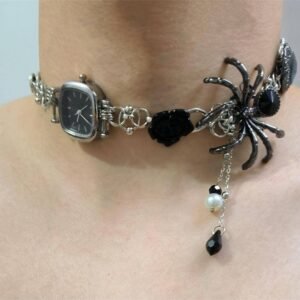 Handmade streetwear watch choker necklace popular with celebrities like Emma Chamberlain