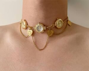 Handmade retro-futuristic watch choker necklace a timeless piece inspired by Billie Eilish