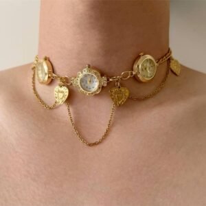 Handmade retro-futuristic watch choker necklace a timeless piece inspired by Billie Eilish