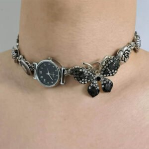 Handmade pendant watch choker necklace