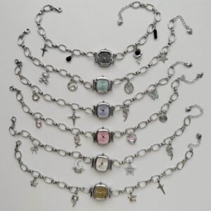 Handmade formal watch choker necklace popular among fans of Emma Chamberlain