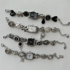 Stainless steel bracelet accessory handmade for Y2K moments featuring button design and artisan charms