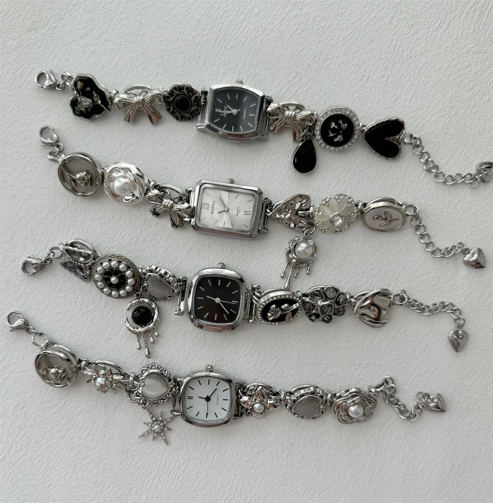 Stainless steel bracelet accessory handmade for Y2K moments featuring button design and artisan charms