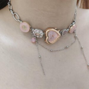 Unique handmade watch choker necklace ideal for rave and festival fashion