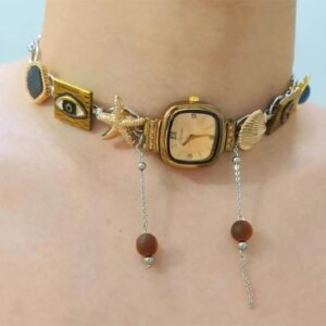Handmade adjustable band watch choker necklace worn by Selena Gomez