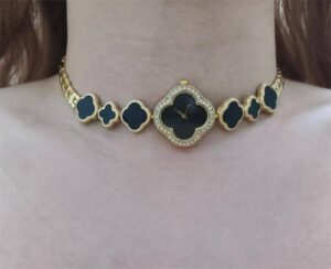 Layered handmade watch choker necklace inspired by Ariana Grande