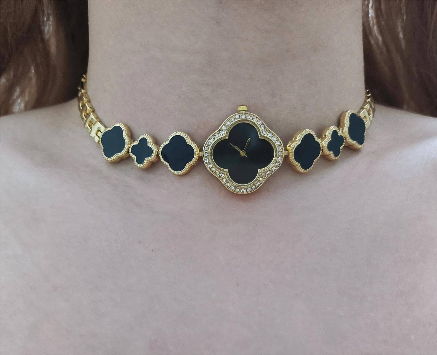 Layered handmade watch choker necklace inspired by Ariana Grande