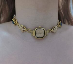 Vintage inspired handmade watch choker necklace worn by Selena Gomez
