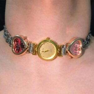 Handmade watch choker necklace a timeless piece inspired by Hailey Bieber