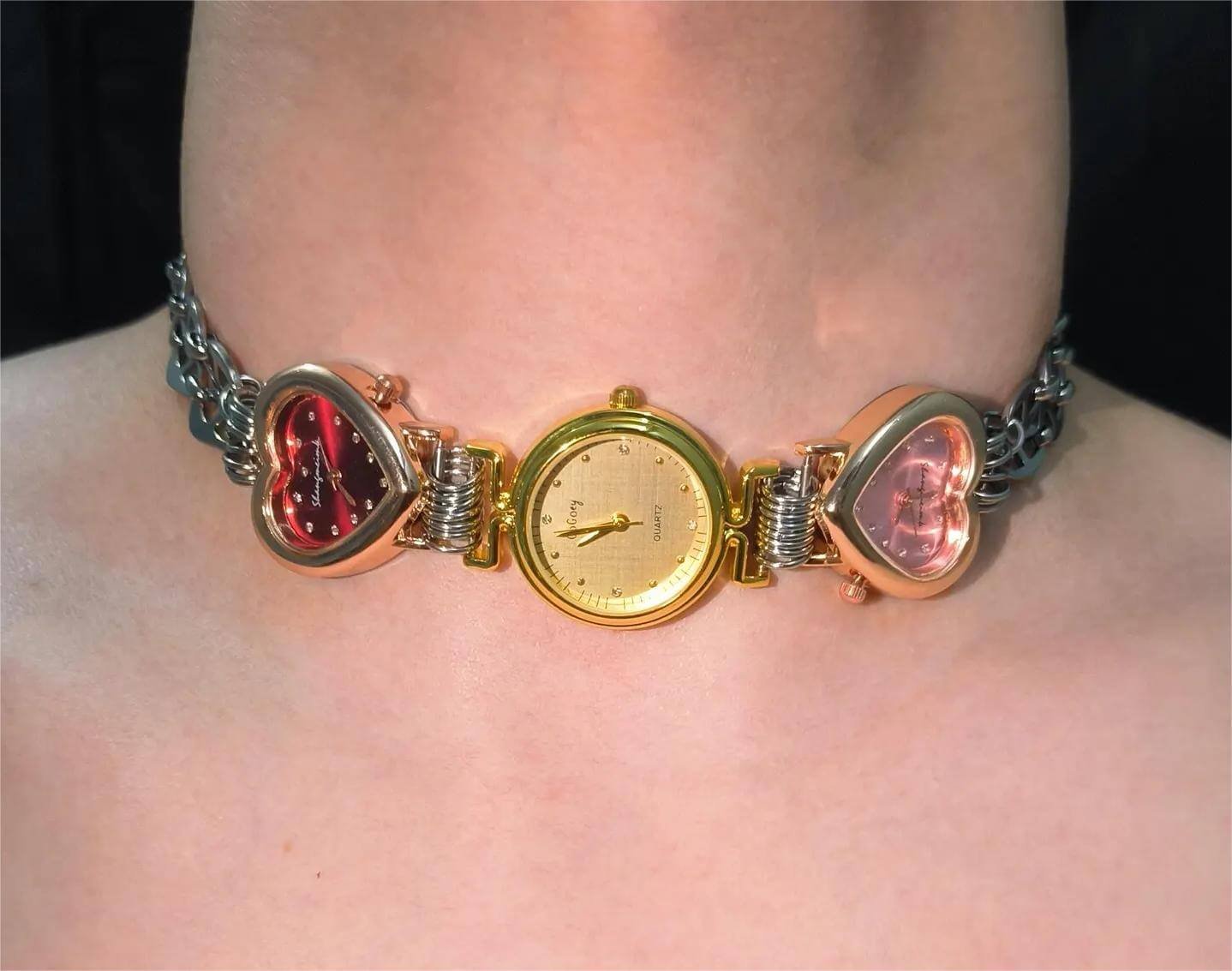 Handmade watch choker necklace a timeless piece inspired by Hailey Bieber