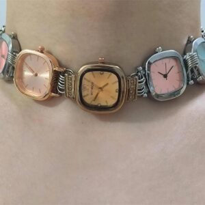 Layered handmade watch choker necklace ideal for rave and festival fashion