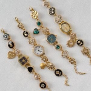 Y2K stainless steel bracelet handmade for Swift energy, loaded with charms and designed button accents