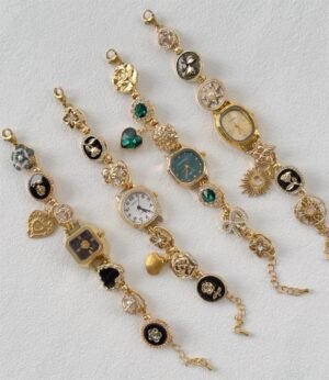 Y2K stainless steel bracelet handmade for Swift energy, loaded with charms and designed button accents