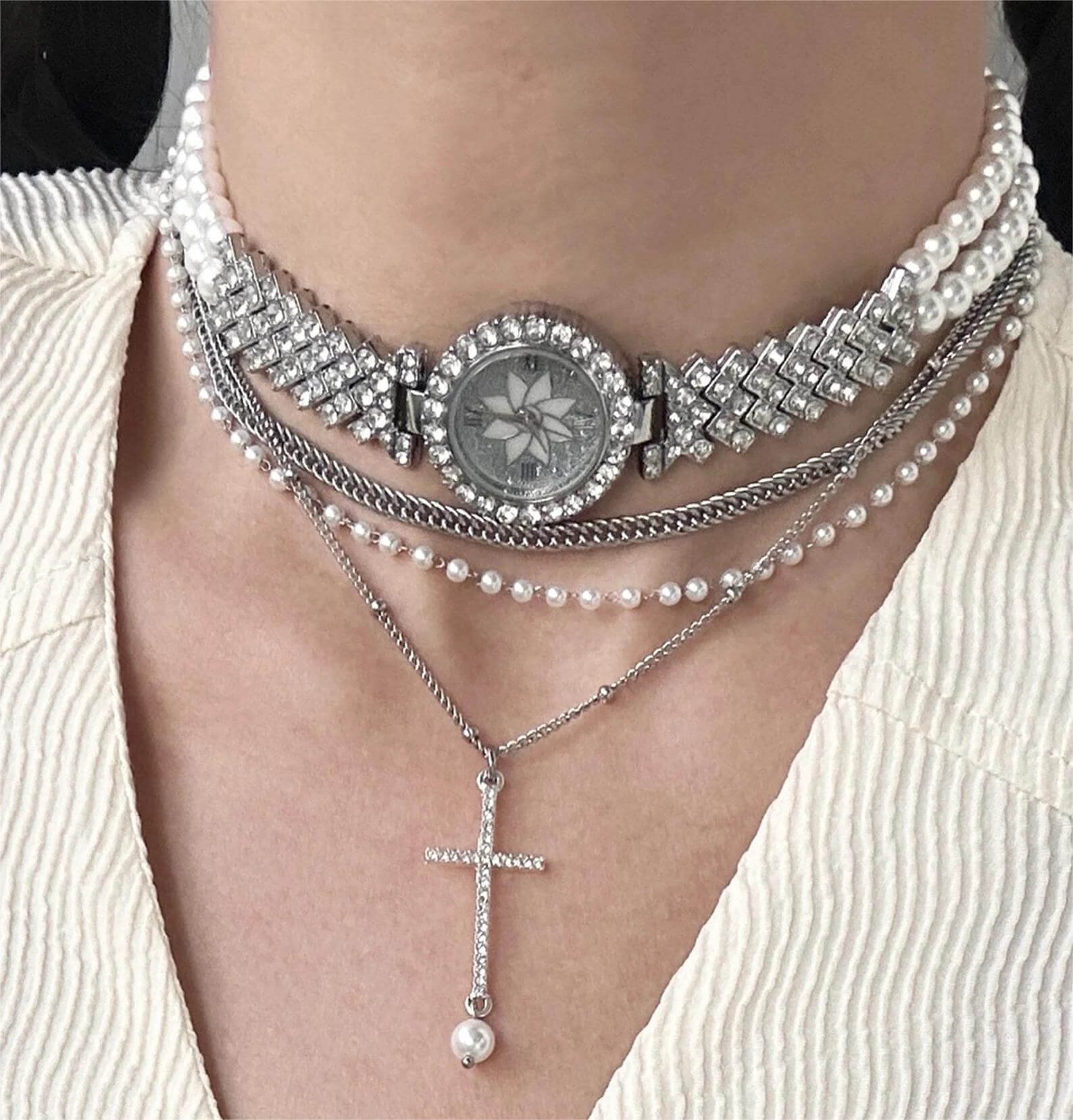 Adjustable handmade watch choker necklace a timeless piece inspired by Bella Hadid