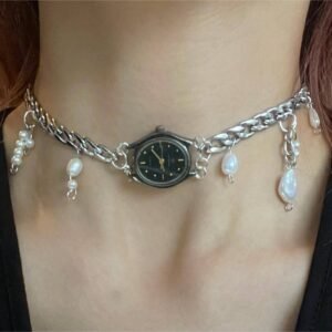 Handmade formal watch choker necklace popular among fans of Selena Gomez