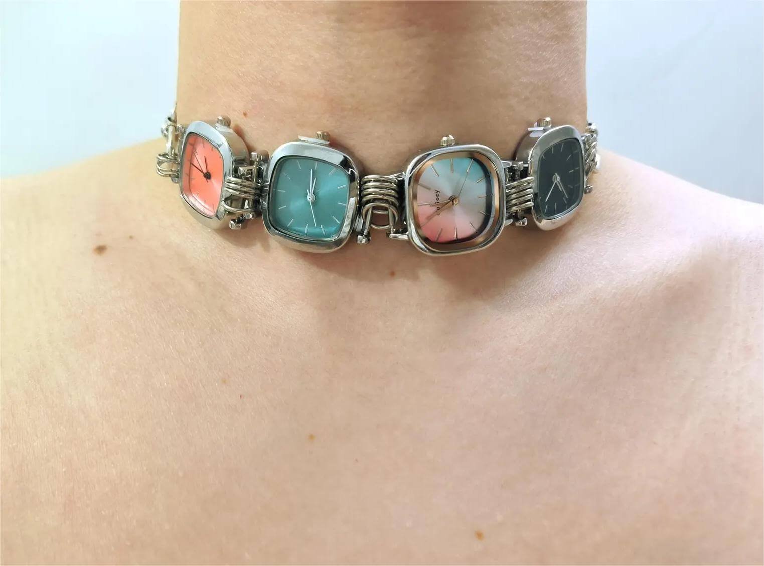 Handmade Titanium watch choker necklace