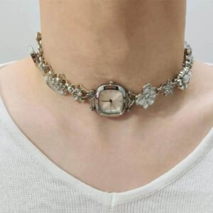 Handmade pendant watch choker necklace worn by Gigi Hadid