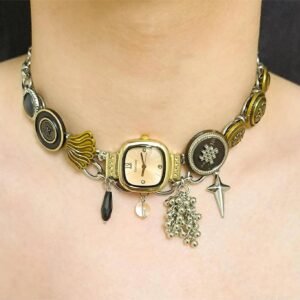 Minimalist handmade watch choker necklace inspired by Kylie Jenner