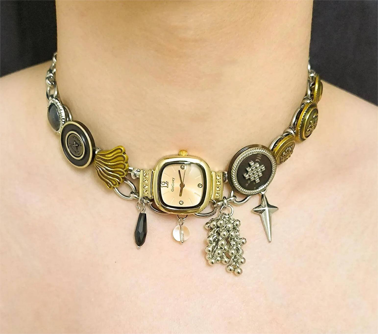 Minimalist handmade watch choker necklace inspired by Kylie Jenner