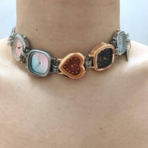 Handmade multi-watch face choker necklace inspired by Bella Hadid
