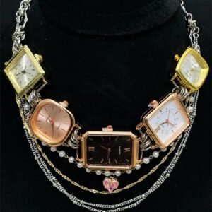 Handmade retro-futuristic watch choker necklace perfect for streetwear fans