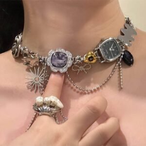 Statement handmade watch choker necklace inspired by Billie Eilish
