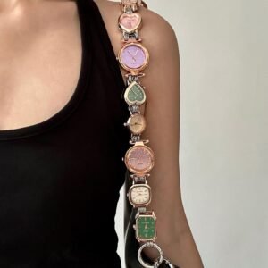Styled by celebrities: creative handbag chain with watch inspired by Zendaya, a Y2K revival essential.