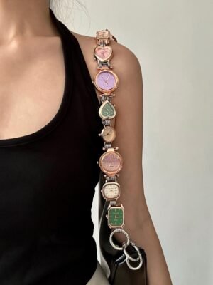 Styled by celebrities: creative handbag chain with watch inspired by Zendaya, a Y2K revival essential.