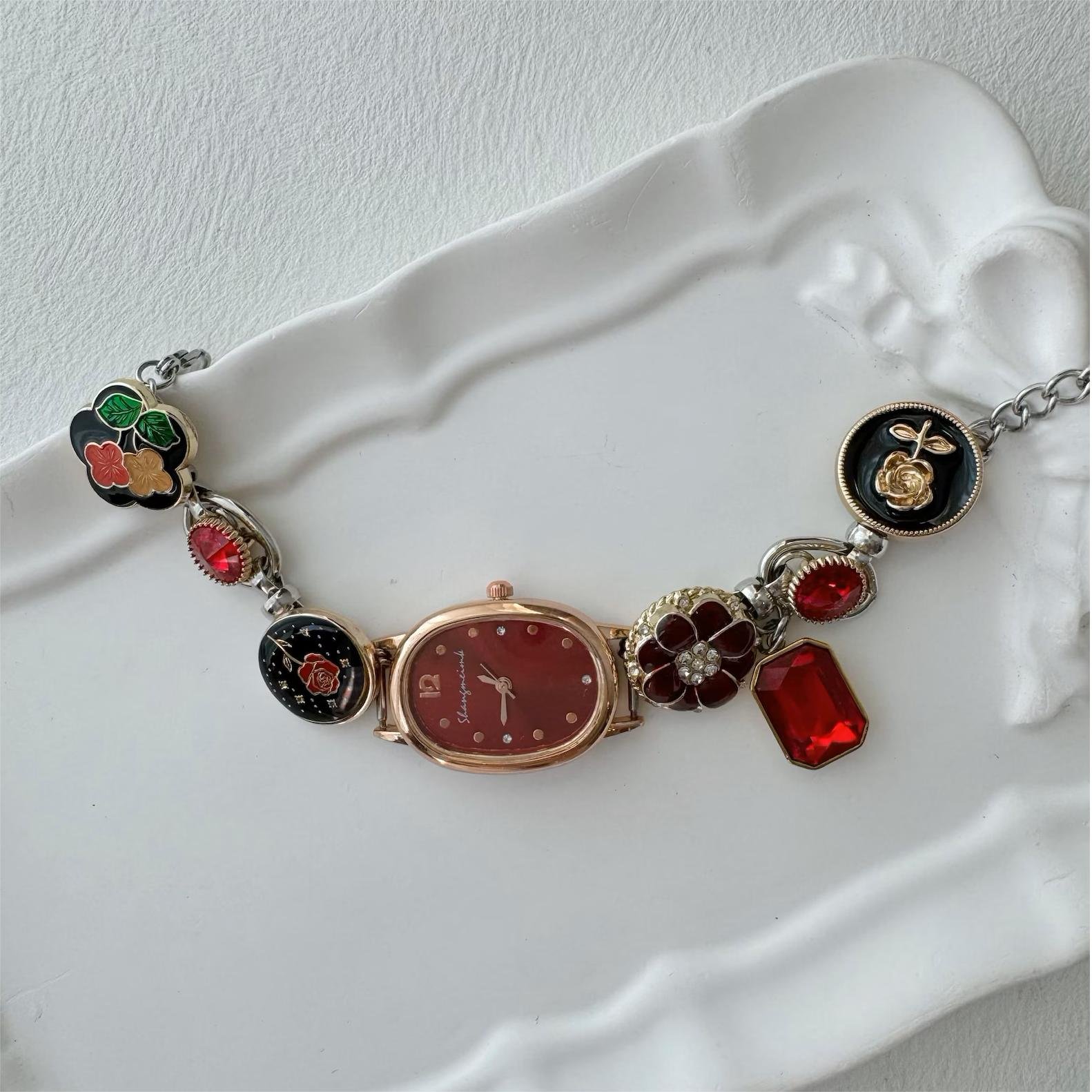Titanium bracelet handmade for Y2K collectors featuring charm alignment and button finish