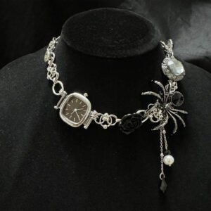 Handmade pendant watch choker necklace featured in celebrity fashion