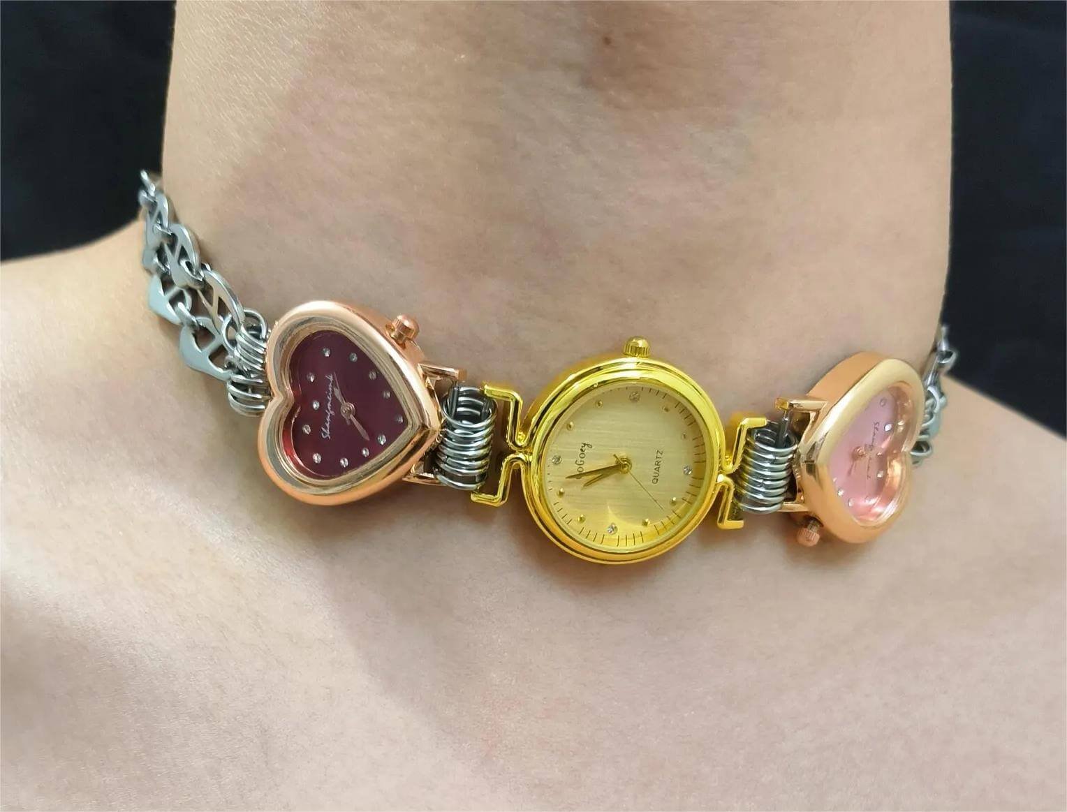 Handmade adjustable band watch choker necklace popular among fans of Dua Lipa