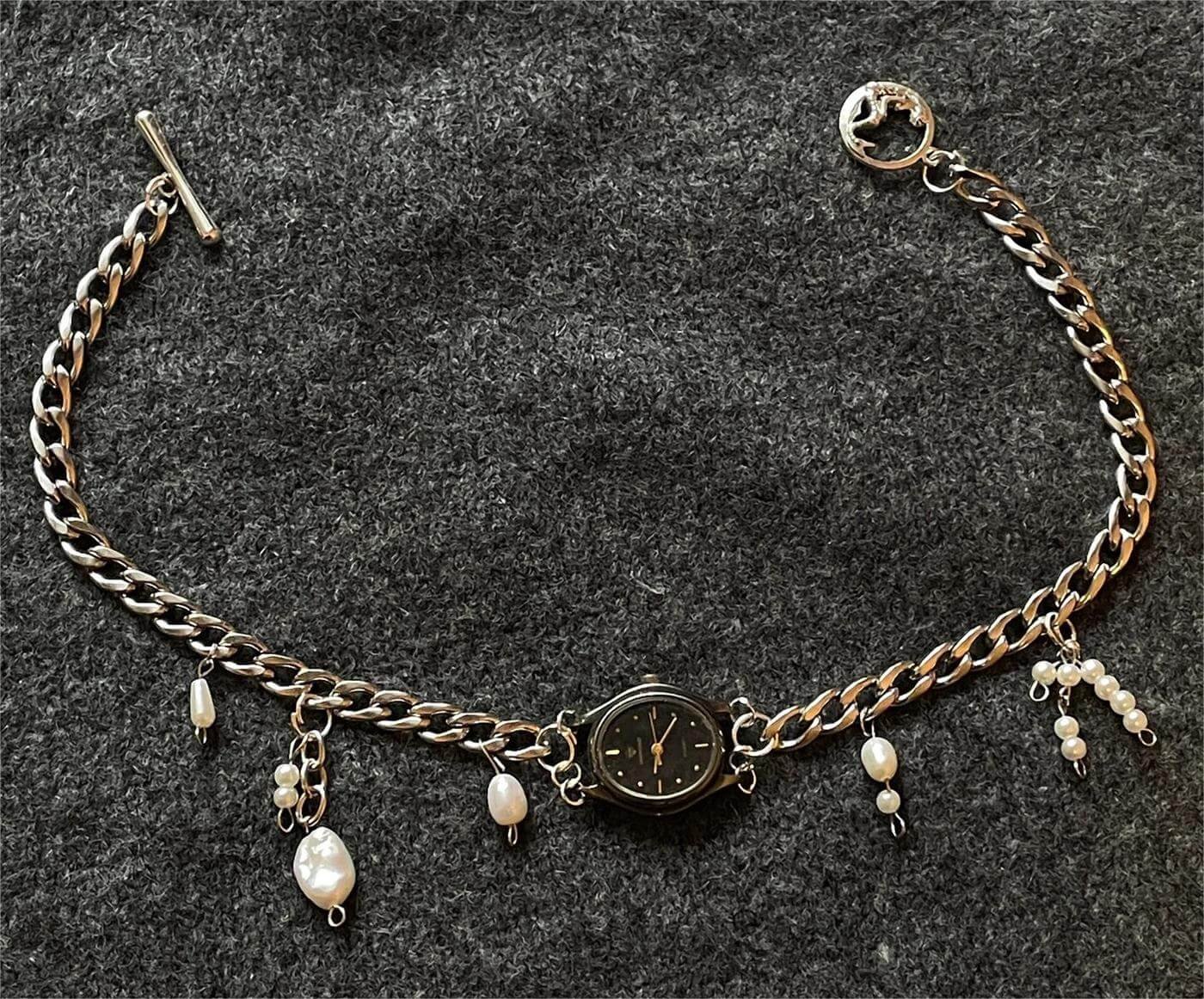 Handmade rave style watch choker necklace a timeless piece inspired by Megan Thee Stallion