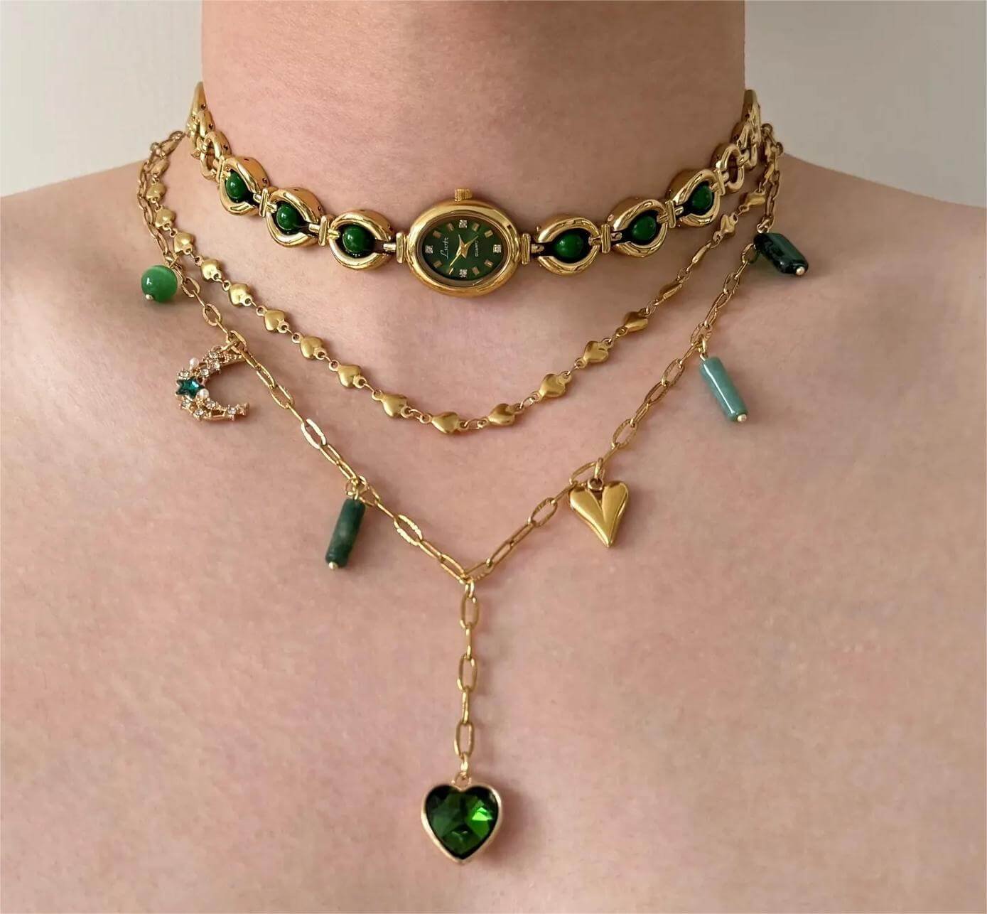 Handmade rave style watch choker necklace popular with celebrities like Kylie Jenner