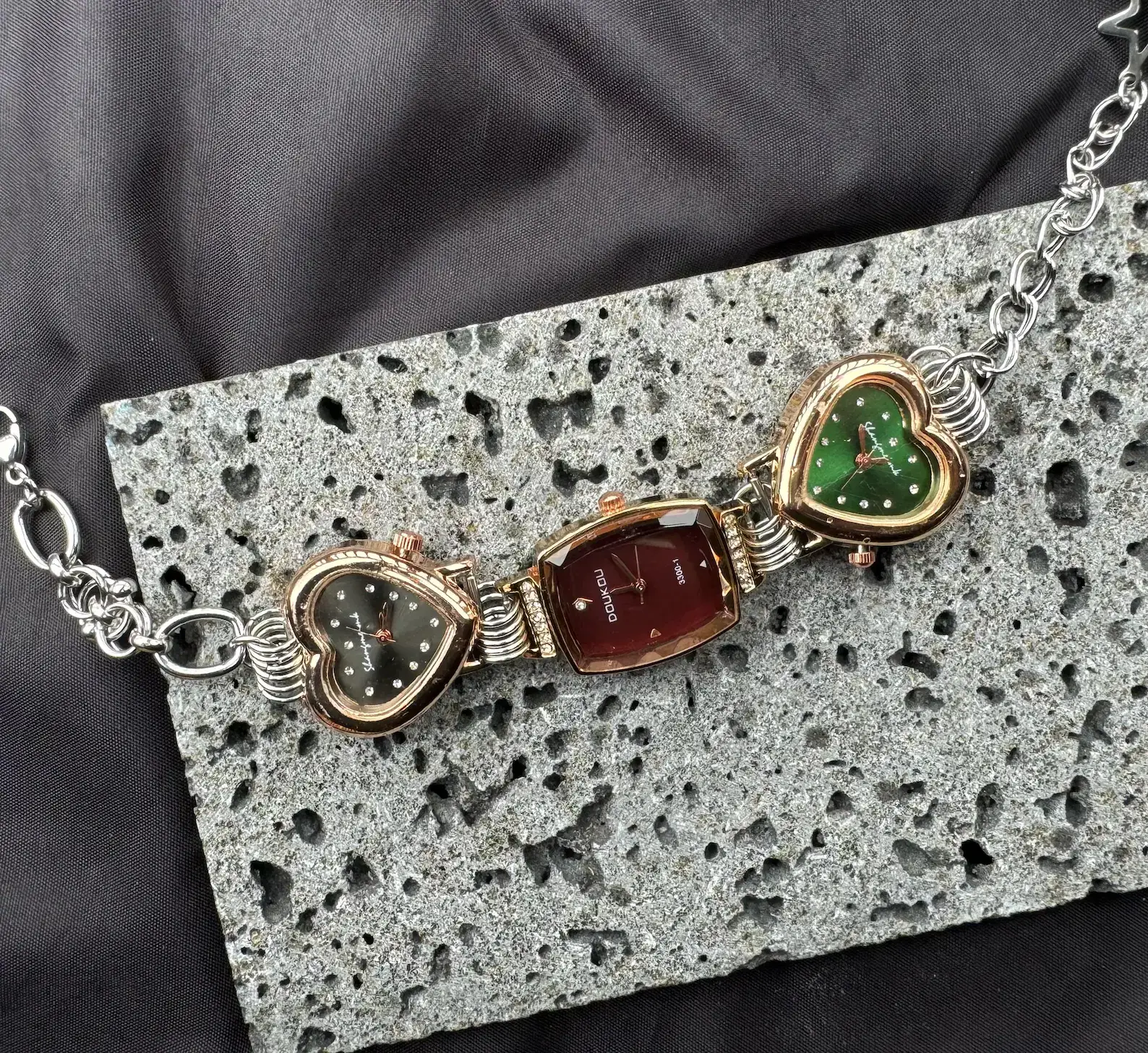 Layered handmade watch choker necklace worn by Emma Chamberlain