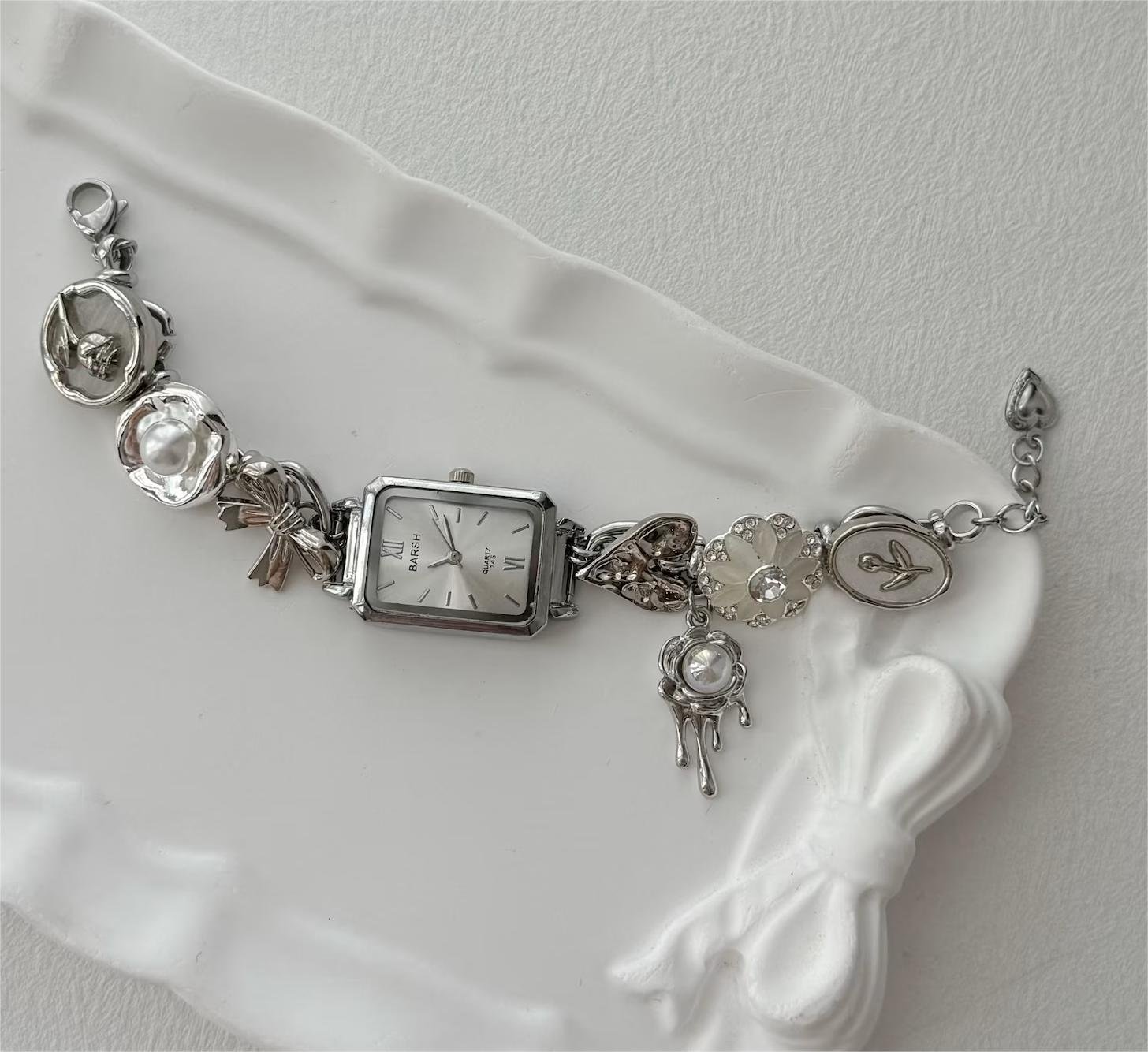 Titanium bracelet handmade for cyberpunk scenes featuring precision buttons and bold charm layout