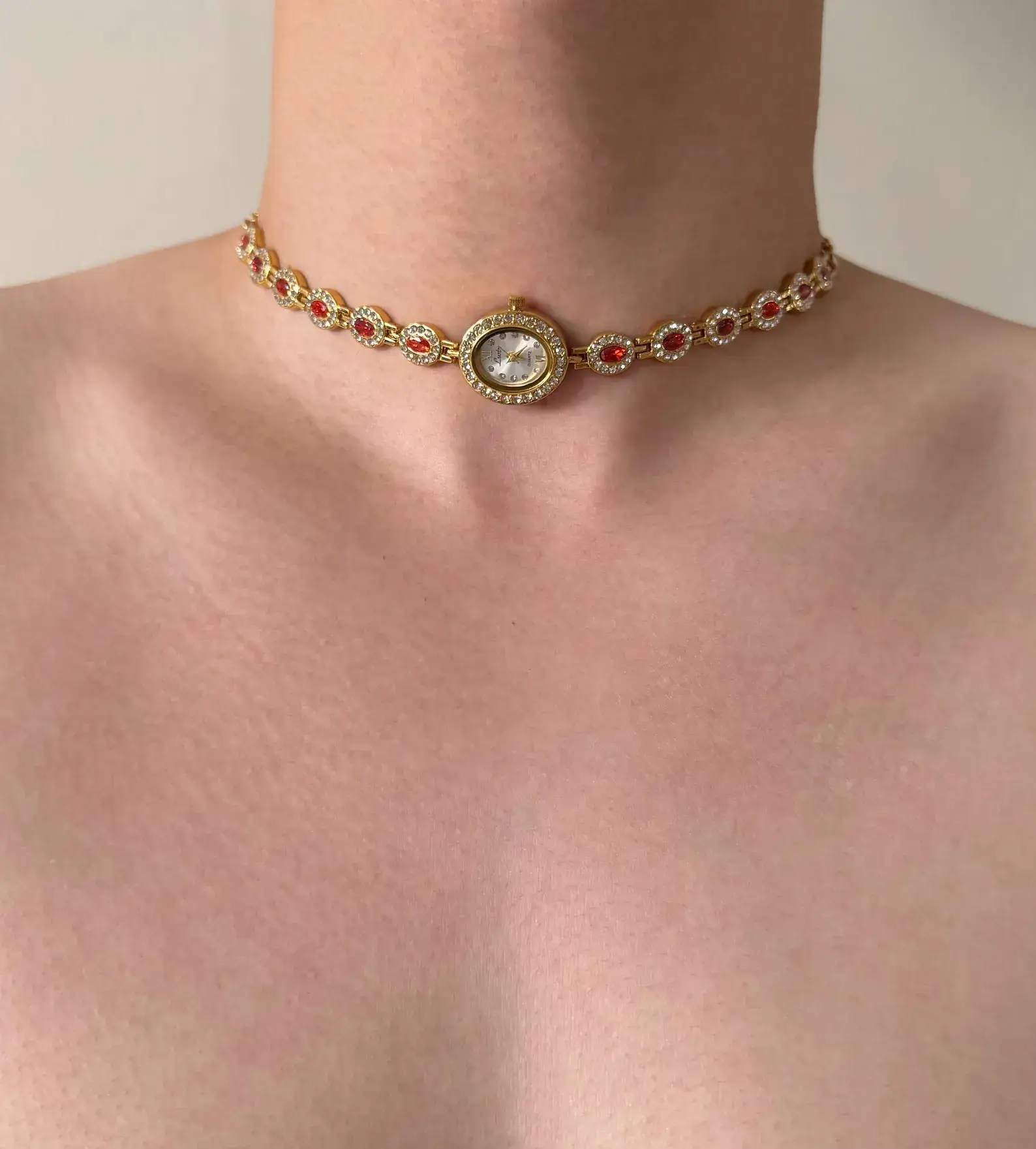 Handmade pendant watch choker necklace a must-have for fans of Hailey Bieber