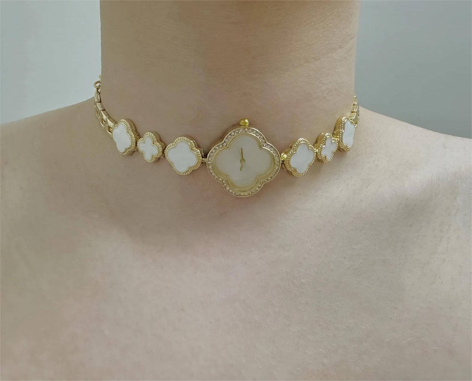 Handmade adjustable band watch choker necklace inspired by Gigi Hadid