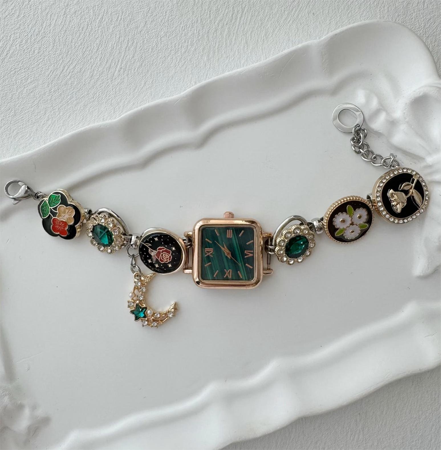 Titanium fashion bracelet handmade for Taylor Swift moments featuring structured buttons and charms