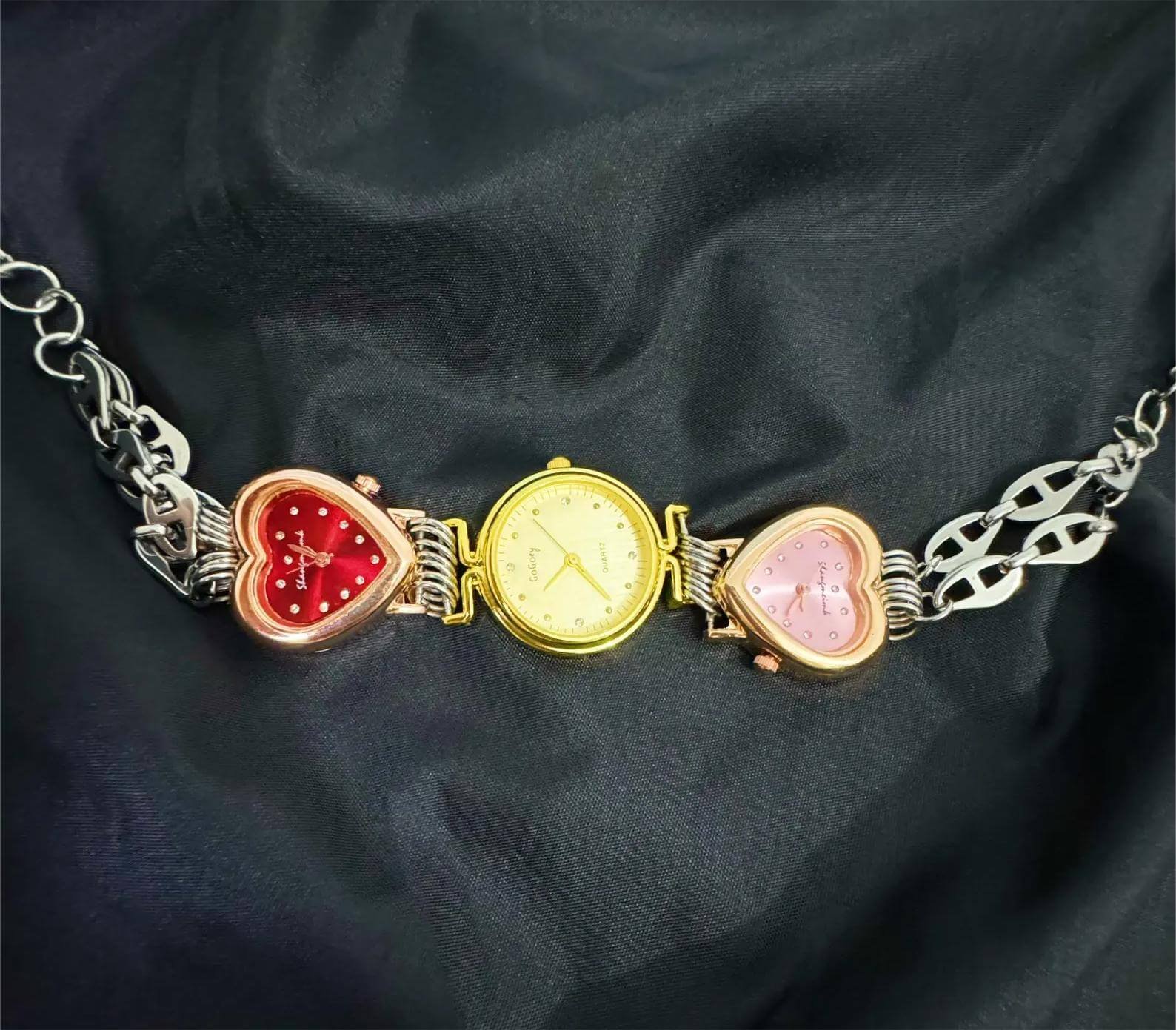 Handmade retro-futuristic watch choker necklace made for Y2K lovers