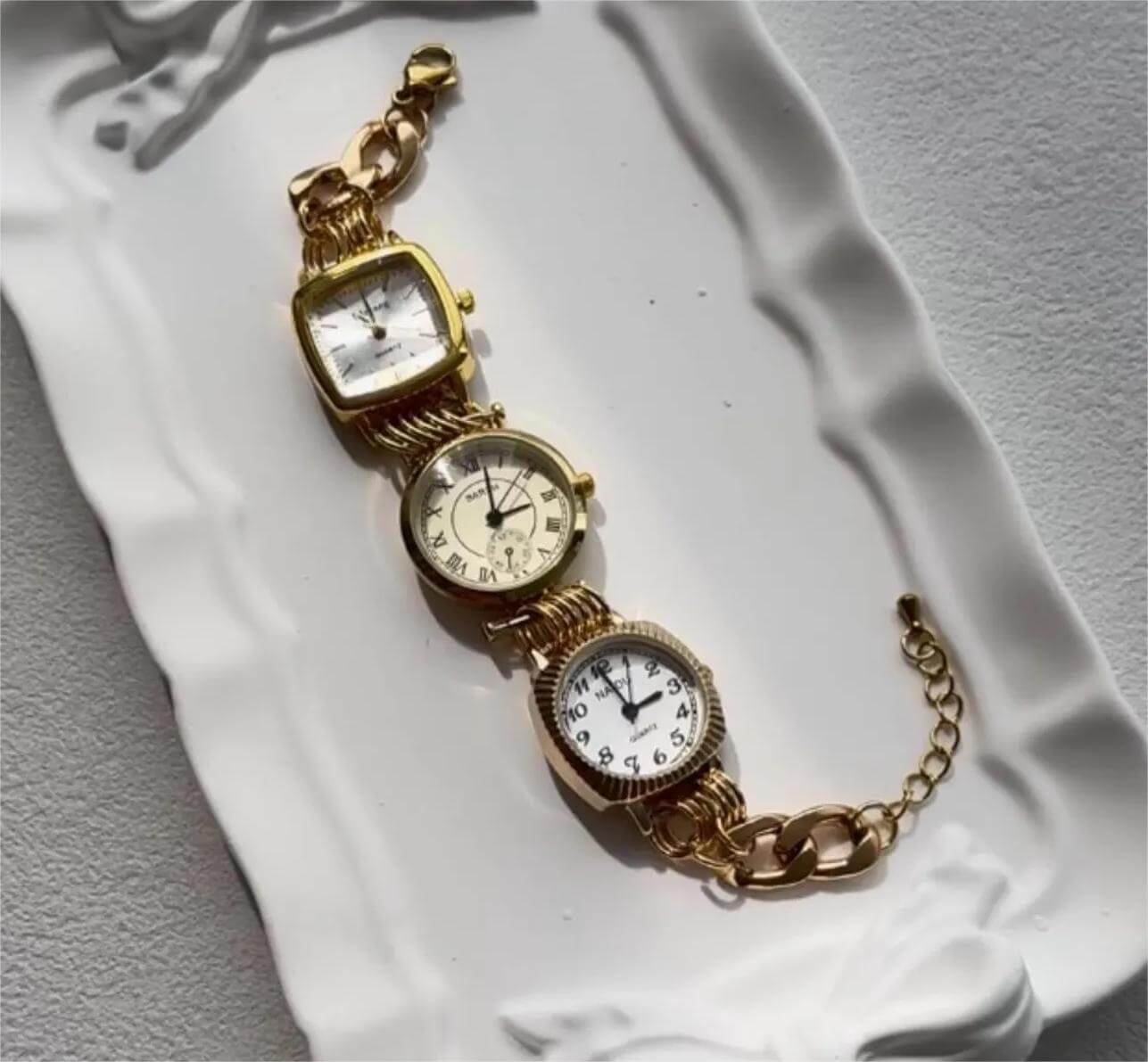 Handmade gold stainless steel watch choker necklace popular with celebrities like Rihanna