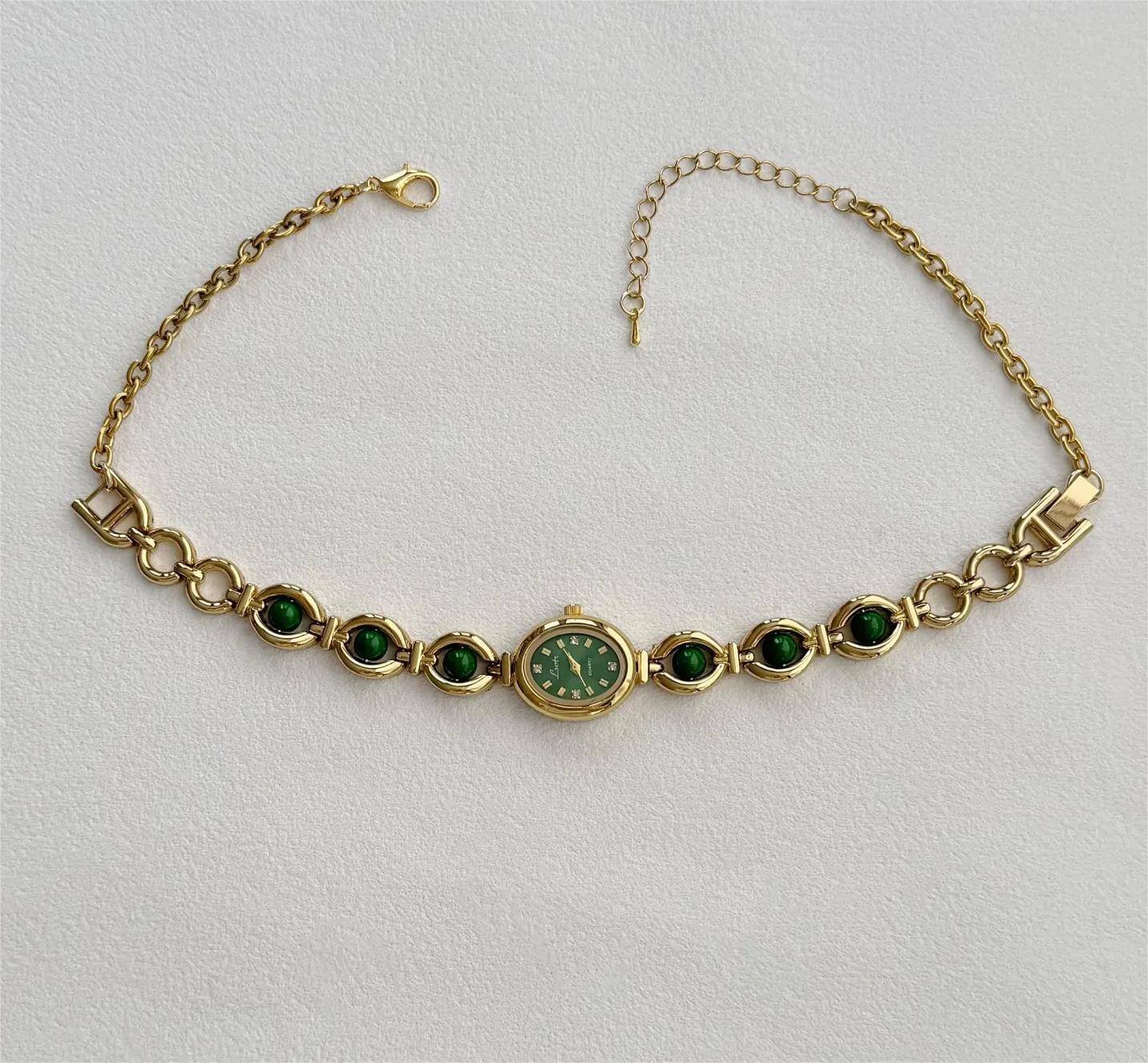 Adjustable handmade watch choker necklace worn by Dua Lipa
