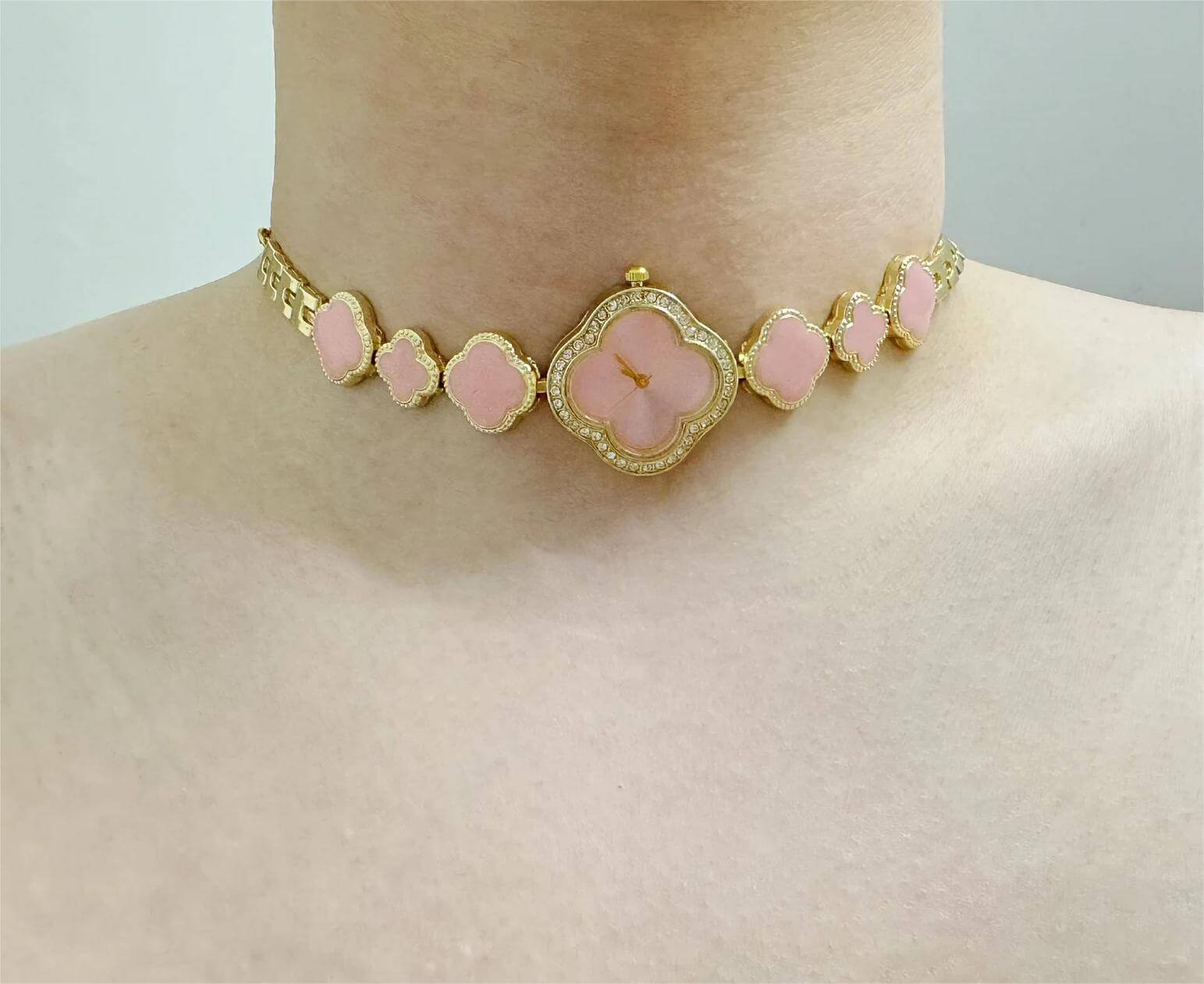 Unique handmade watch choker necklace with adjustable band