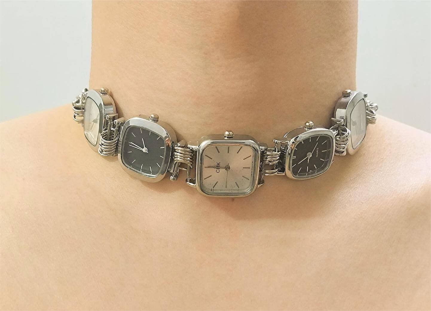 Custom handmade watch choker necklace ideal for rave and festival fashion