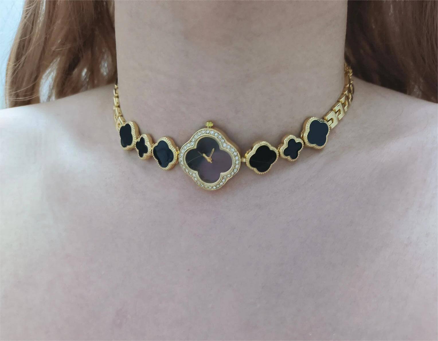 Handmade rave style watch choker necklace popular among fans of Gigi Hadid