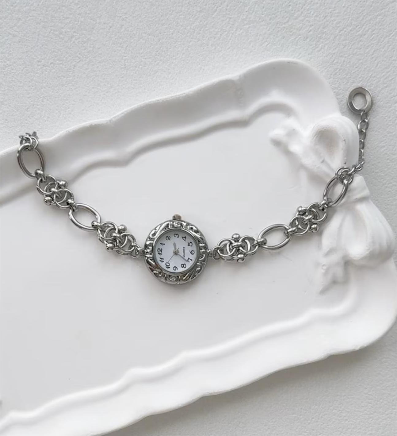 Stainless steel watch bracelet handmade to reflect Taylor Swift's iconic charm and button detail