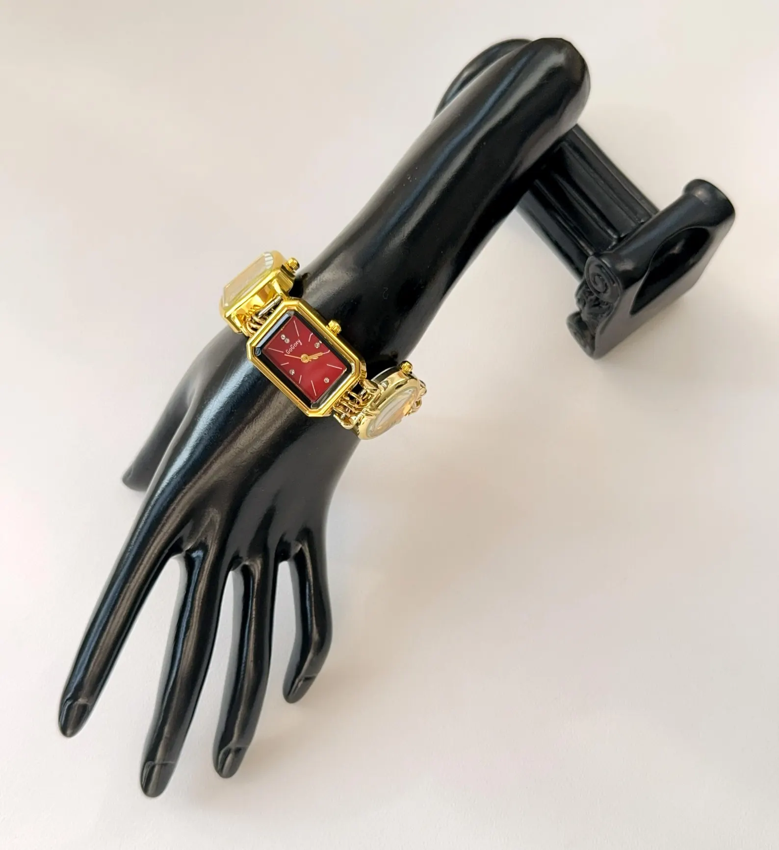 Futuristic gold watch bracelet with luxe titanium construction